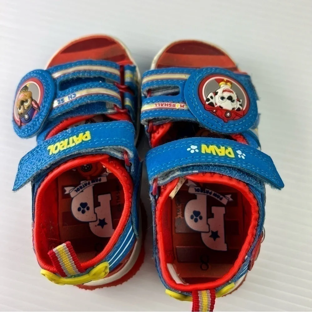 Paw Patrol sandals toddler size 8 Marshall and Chase Hook and Loop straps